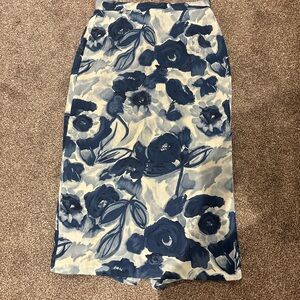 Handmade Vintage Floral Blue and White Women's Skirt